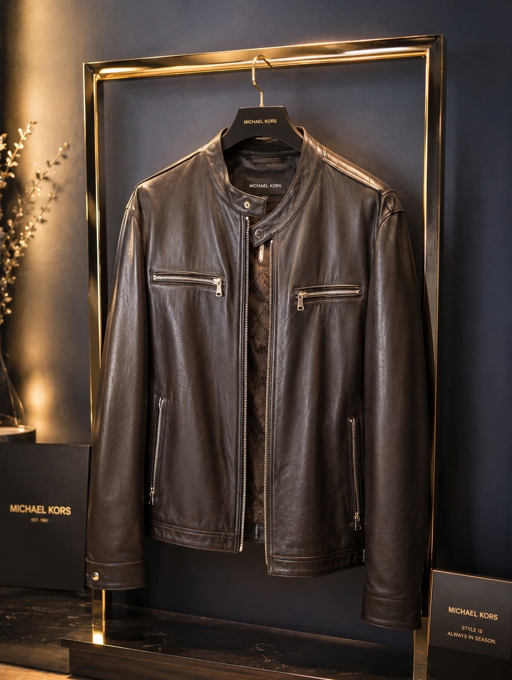 Michael Kors Espresso Brown Leather Jacket XXL New With Tags